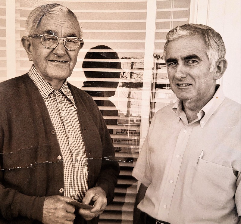 C.O. Putnam, left, is pictured with his son, Donald, in the late 1970s. C.O. Putnam entered the automobile service business in 1923 after he was severely injured in a farming accident. His business, Putnam Chevrolet, celebrates its 100th anniversary this year under the ownership of Bill Campbell. (Courtesy/Bill Campbell)